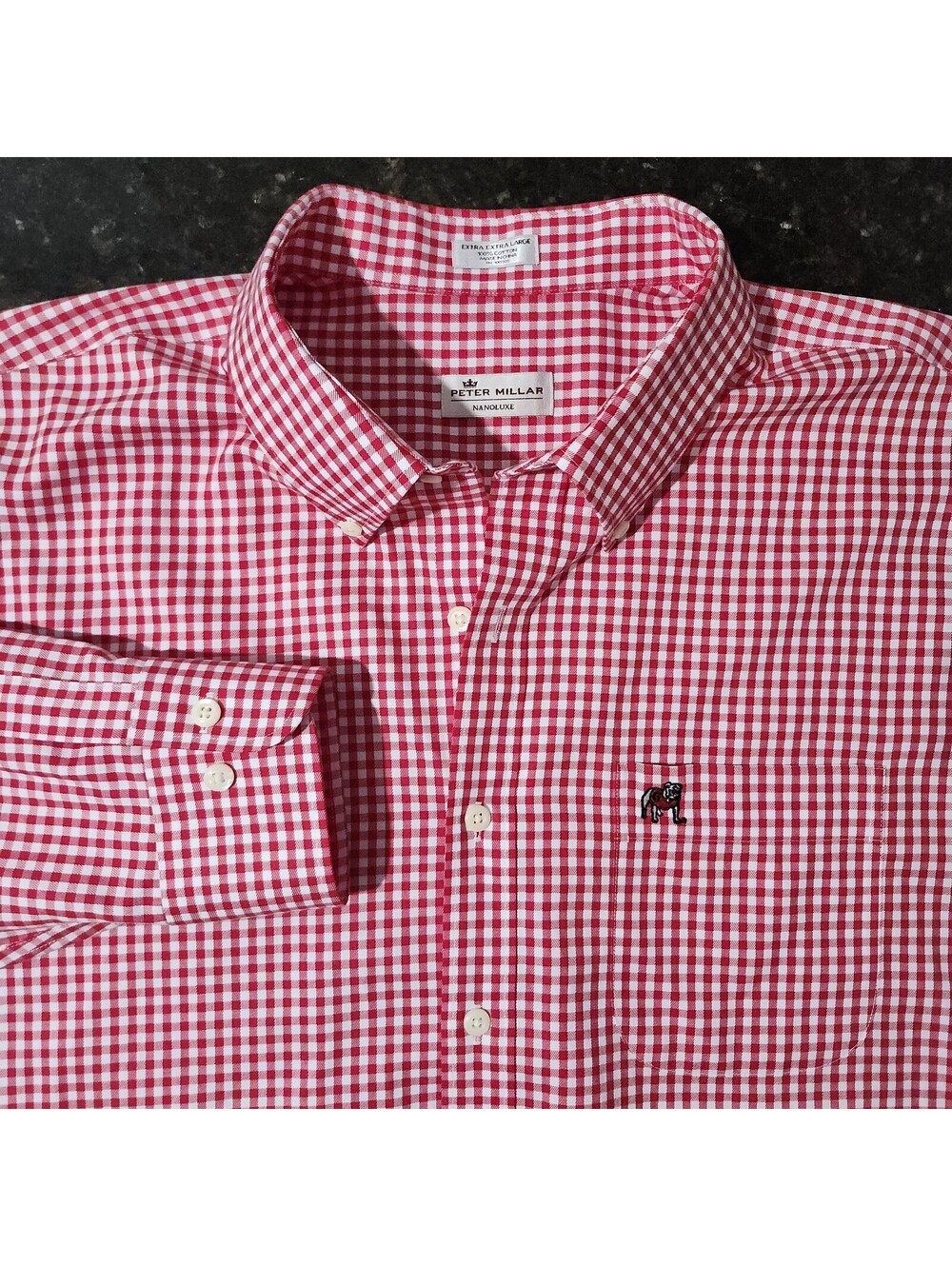 Peter Millar Georgia Bulldogs UGA Gingham Long Sleeve Button Down XXL Game Day
